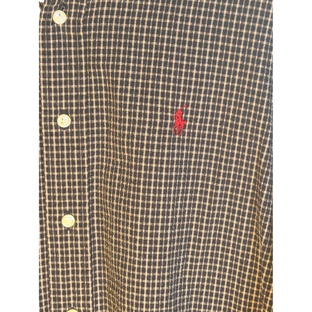 Ralph Lauren Blair Brown Check Shirt Large Old Money Preppy Country Club Cotton - Picture 4 of 10